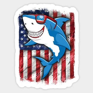 Shark American Flag Jawsome 4th of July Sticker